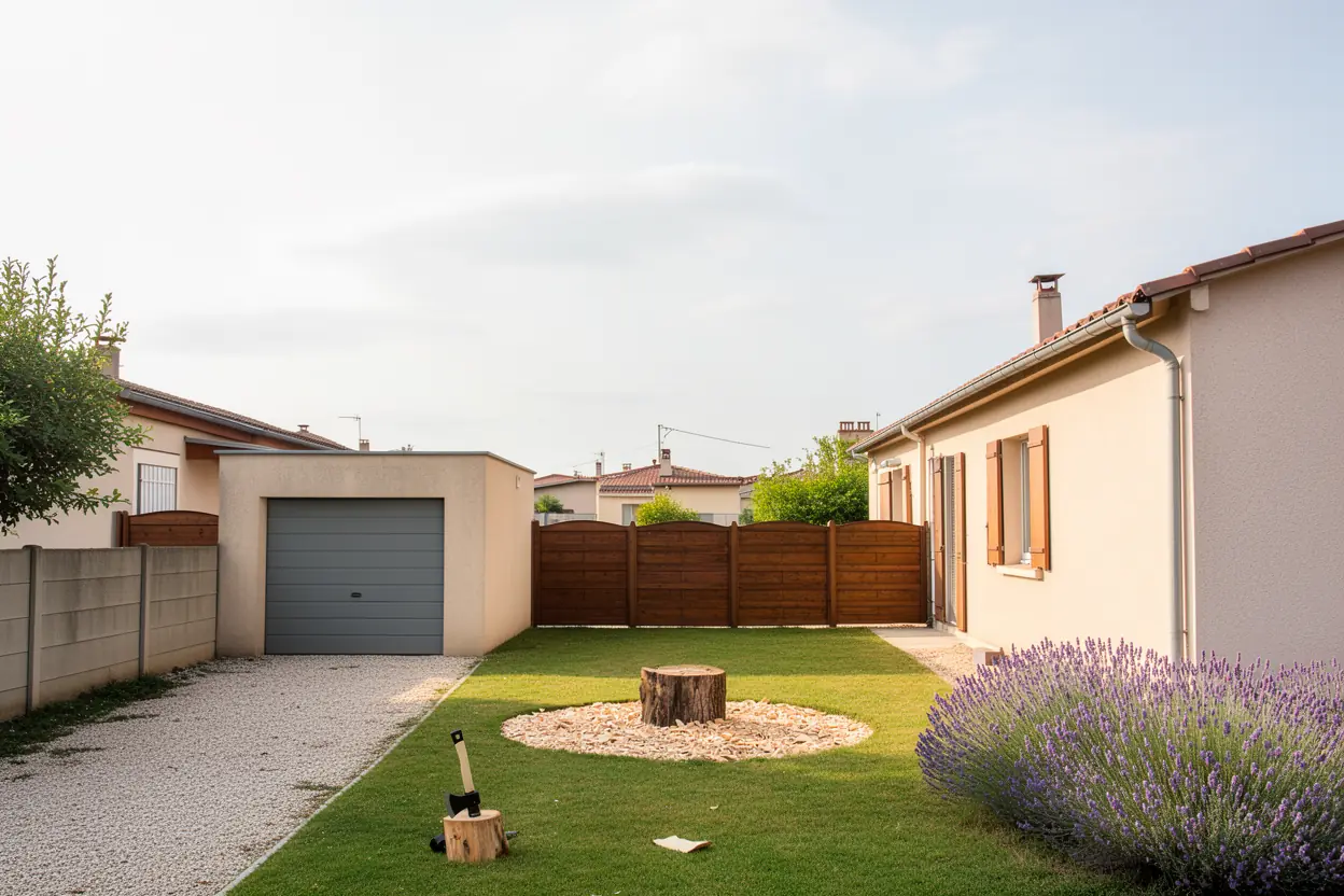 Jardin dégagé après démontage du pin à Échirolles