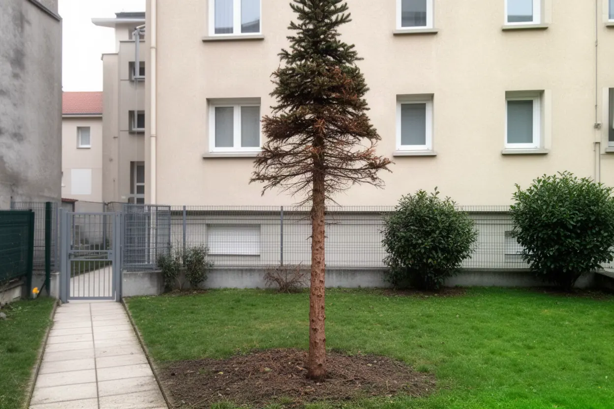 Conifère dangereux avant démontage à Grenoble