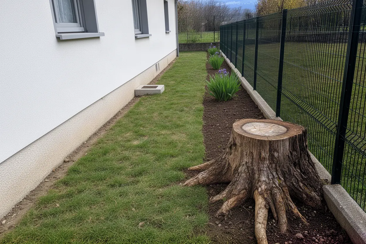 Souche de feuillu dans un passage à Seyssinet-Pariset