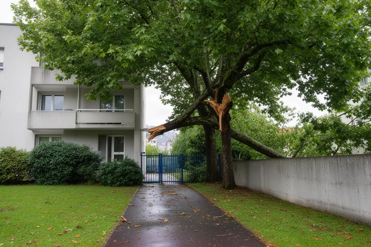 Branche fendue menaçant une résidence à Grenoble